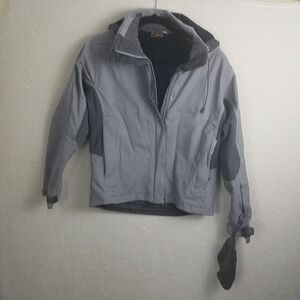 Salomon Women SP Gray Full Zip Hooded‎ Ski Jacket Snowboard Winter Multipocket